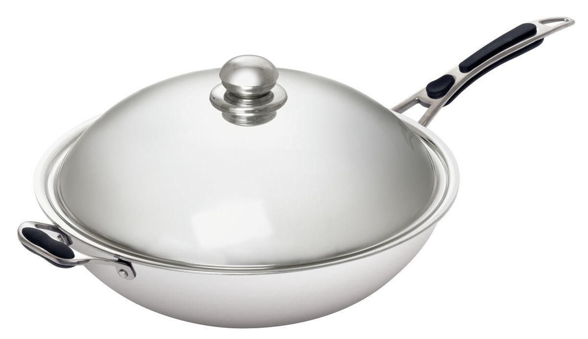 Wok patelnia ze stali nierdzewnej z pokrywką 36cm W360R Bartscher