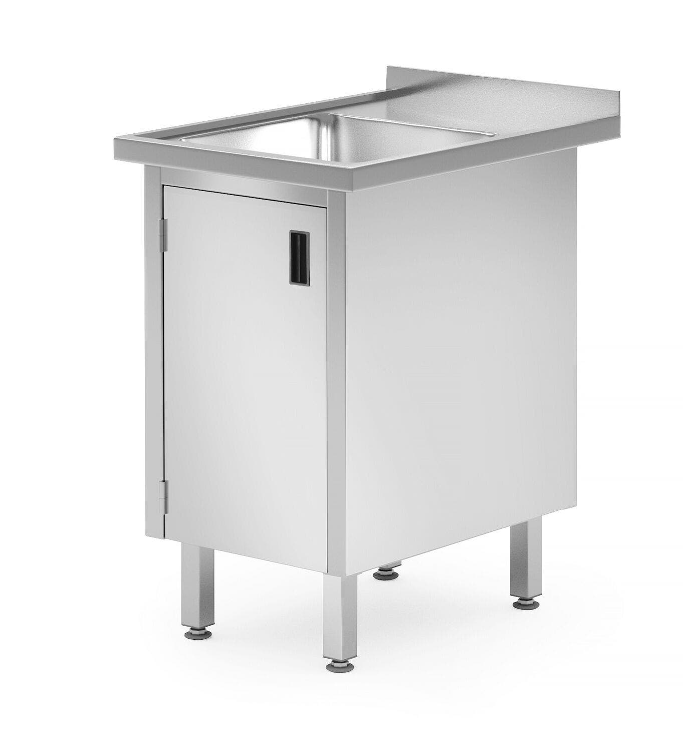 Stół ze zlewem szafka - spawany z drzwiami na zawiasach HENDI Profi Line 500x700x850 mm 500x700x(H)850mm