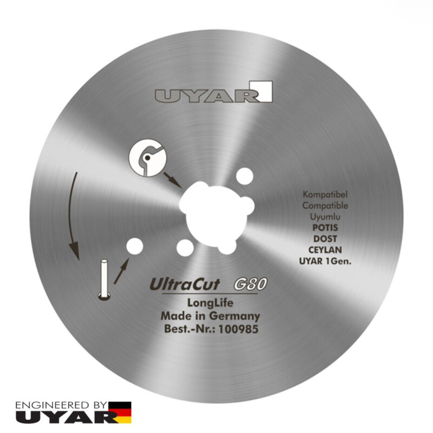 Ostrze gładkie 80mm, oryginalne, UYAR UltraCut G80 LongLife (2 gen.)