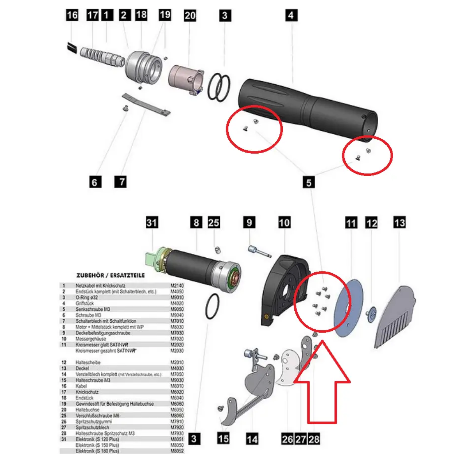 Śruba do głowicy do obudowy noża UYAR S120 S150 S180 M9050