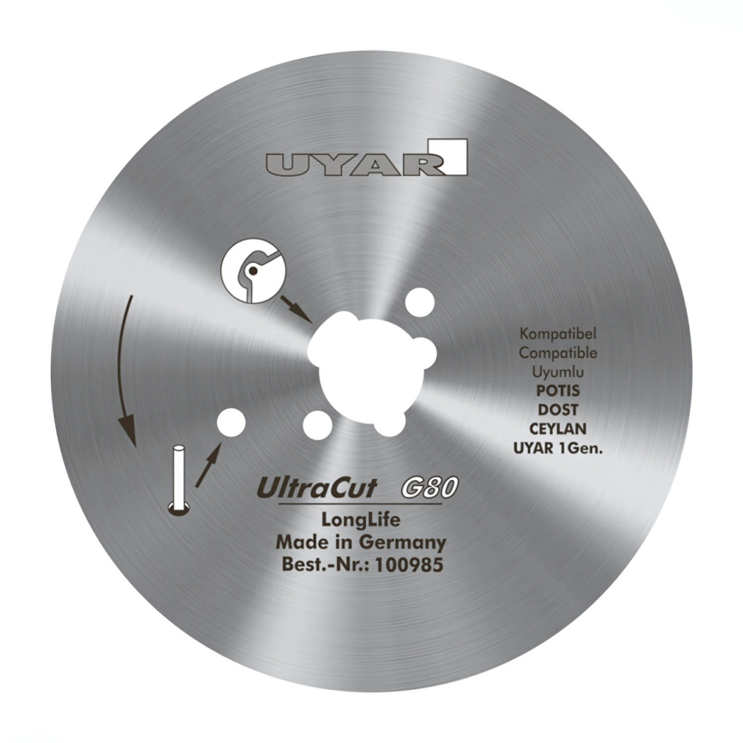 Ostrze gładkie 80mm, oryginalne, UYAR UltraCut G80 LongLife (2 gen.)