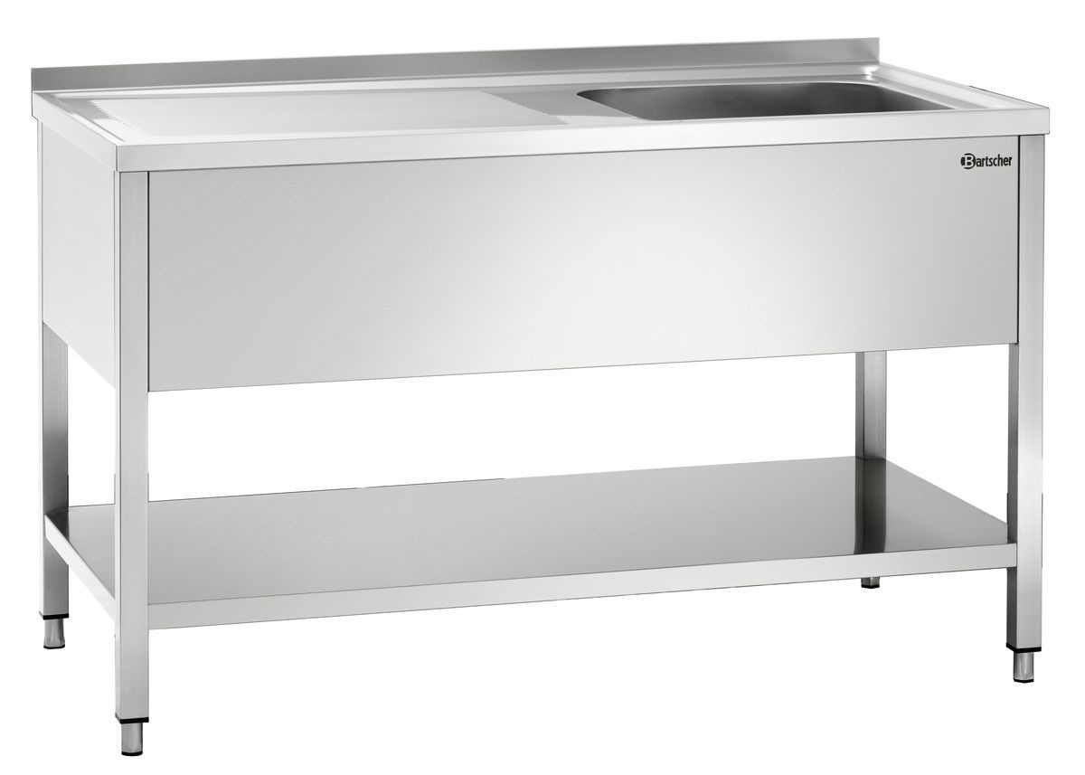 Stół ze zlewem 1-komorowy z ociekaczem i półką prawy 1400x700mm Bartscher