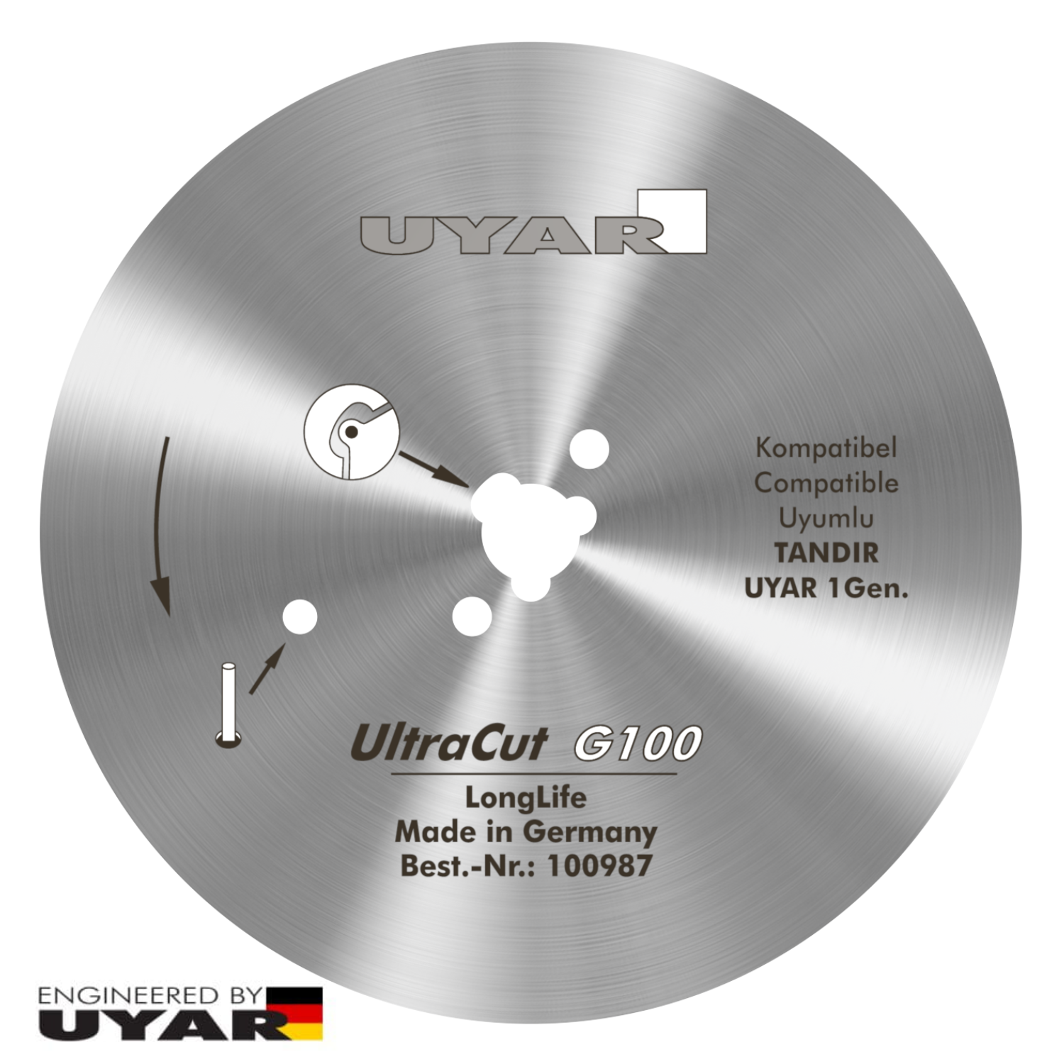 Ostrze gładkie 100mm, oryginalne, UYAR UltraCut G100 LongLife (2 gen.)