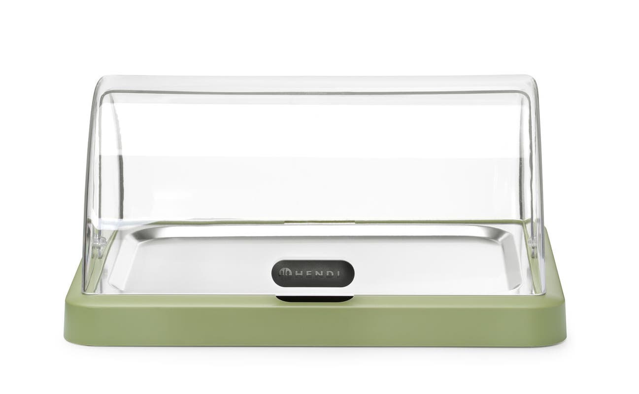 Pojedyncza witrynka chłodząca roll-top Duo, HENDI UNIQ, prostokątna, zielony 460x355x(H)220mm