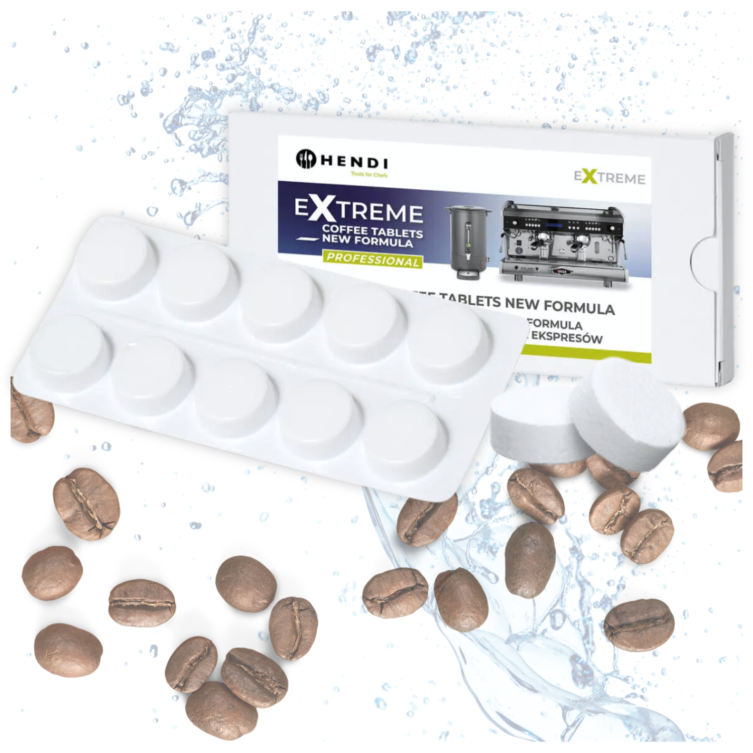 Extreme Coffee Tablets NEW FORMULA profesjonalny środek do mycia ekspresów HENDI 10 tab.