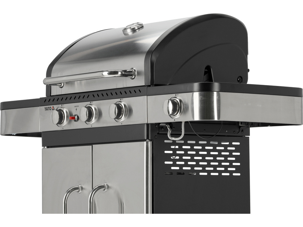 GRILL GAZOWY OGRODOWY 3+1, STAL NIERDZEWNA 11,2KW YATO