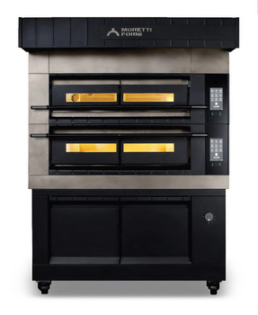 Piec 2-komorowy z okapem, bazą i komorą rozrostu 2x 950x730 MORETTI FORNI MFX100DL - serieX