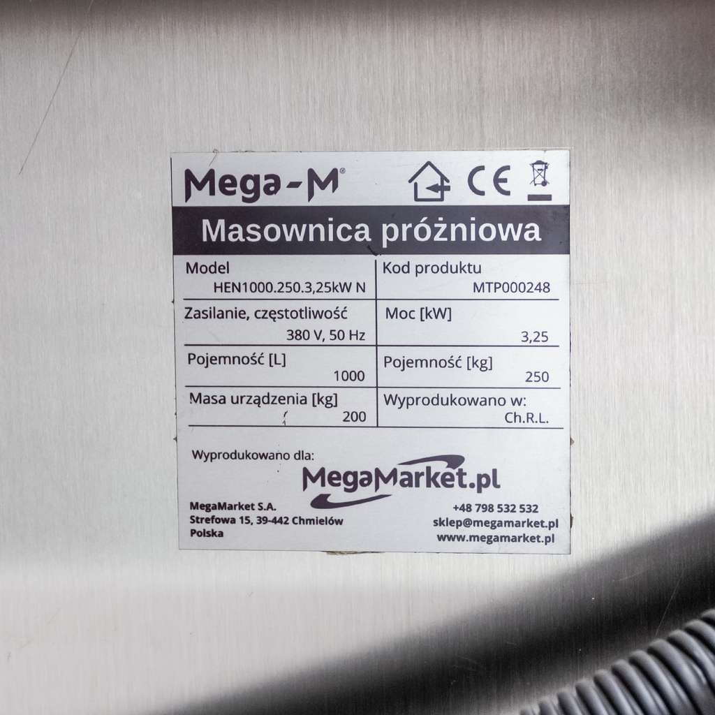 Masownica próżniowa Mega-M HEN1000.250.3,25kW N