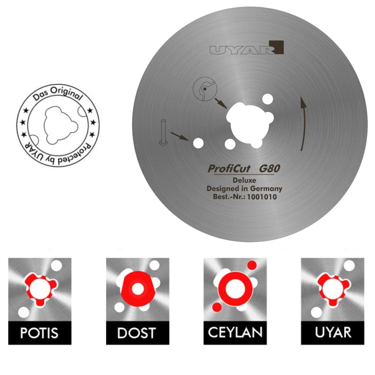 Ostrze gładkie 80mm, oryginalne, UYAR ProfiCut G80 Deluxe (2 gen.)