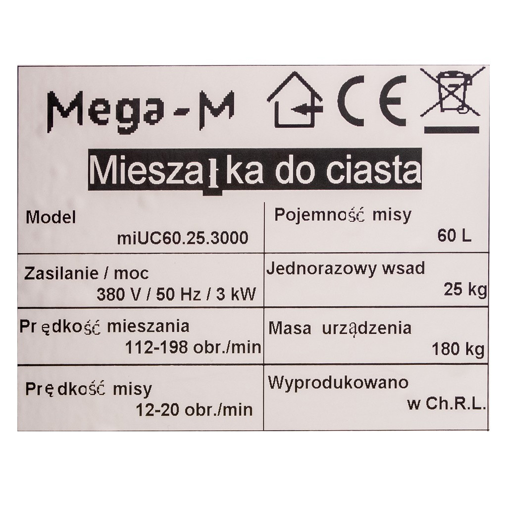 Mikser spiralny Mega-M miUC60.25.3000 N