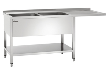 Stół ze zlewem 2-komorowy z ociekaczem lewy 1600x700mm Bartscher