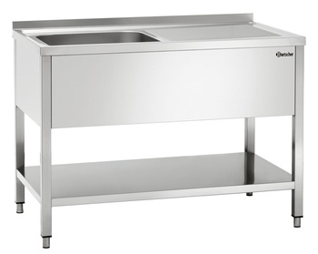 Stół ze zlewem 1-komorowy z ociekaczem i półką lewy 1200x700mm Bartscher