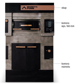 Piec do pizzy 3-komorowy ICON S50 z okapem i komorą rozrostu MORETTI FORNI MFSI50TL - Seria S