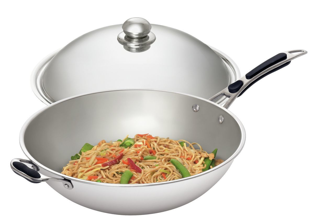 Wok patelnia ze stali nierdzewnej z pokrywką 36cm W360R Bartscher