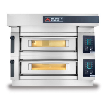 Piec do pizzy 2-komorowy z okapem i bazą 2x 1240x730 MORETTI FORNI MFS120D - Seria S