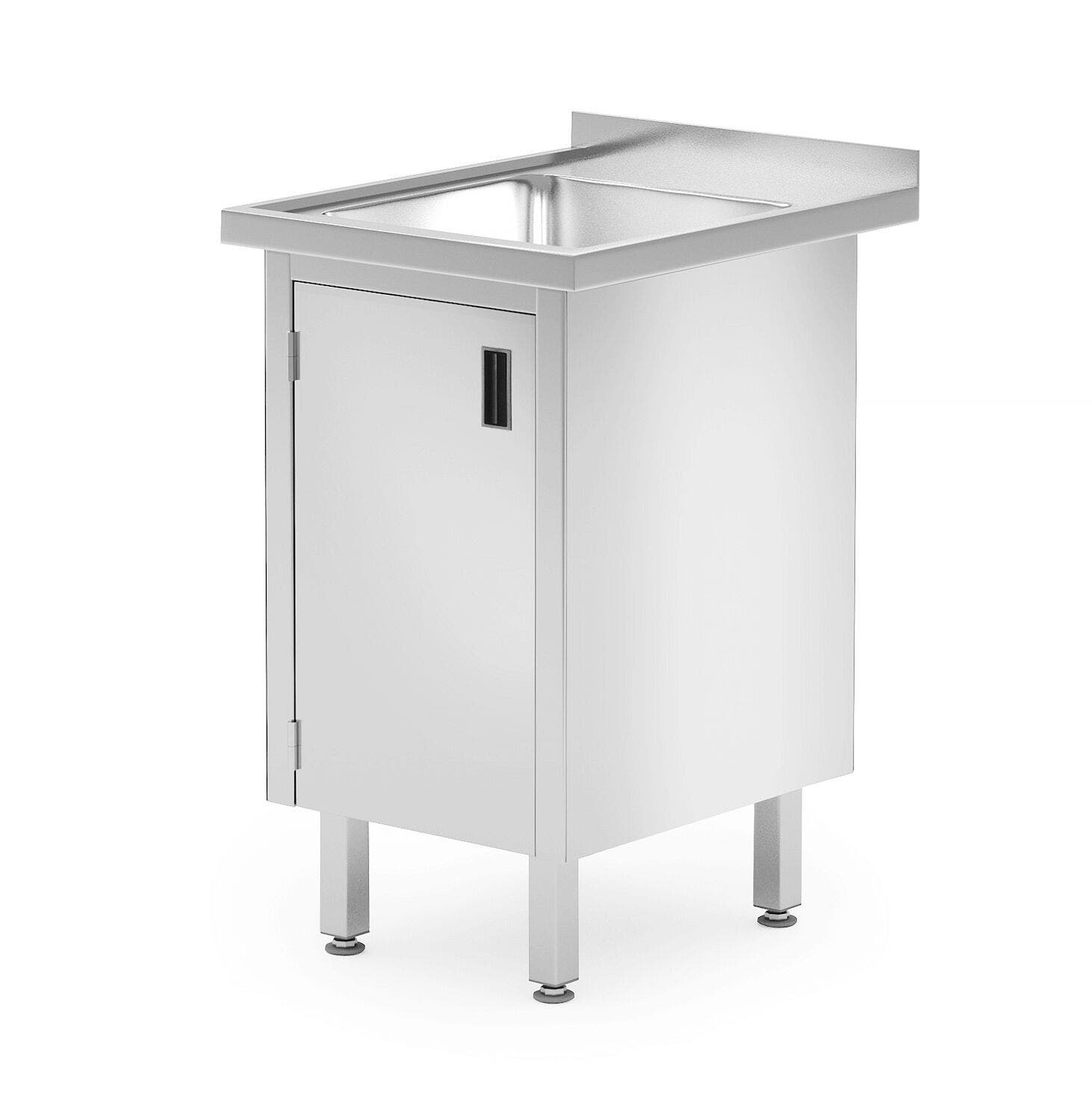 Stół ze zlewem szafka - spawany z drzwiami na zawiasach HENDI Profi Line 500x600x850 mm 500x600x(H)850mm