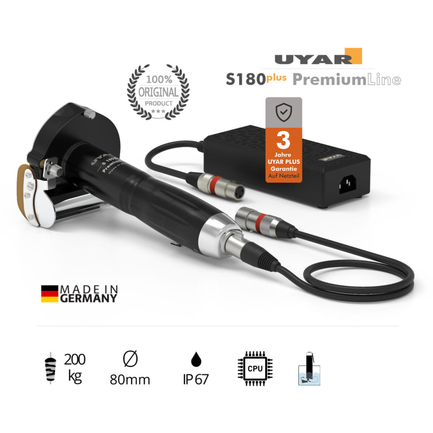 Nóż do kebaba elektryczny UYAR S180 Plus PremiumLine 80MM 130W IP67