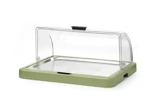 Pojedyncza witrynka chłodząca roll-top Duo, HENDI UNIQ, prostokątna, zielony 460x355x(H)220mm