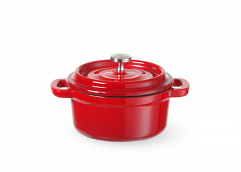 Garnek żeliwny emaliowany HENDI 0,27L czerwony 130x100x(H)48mm