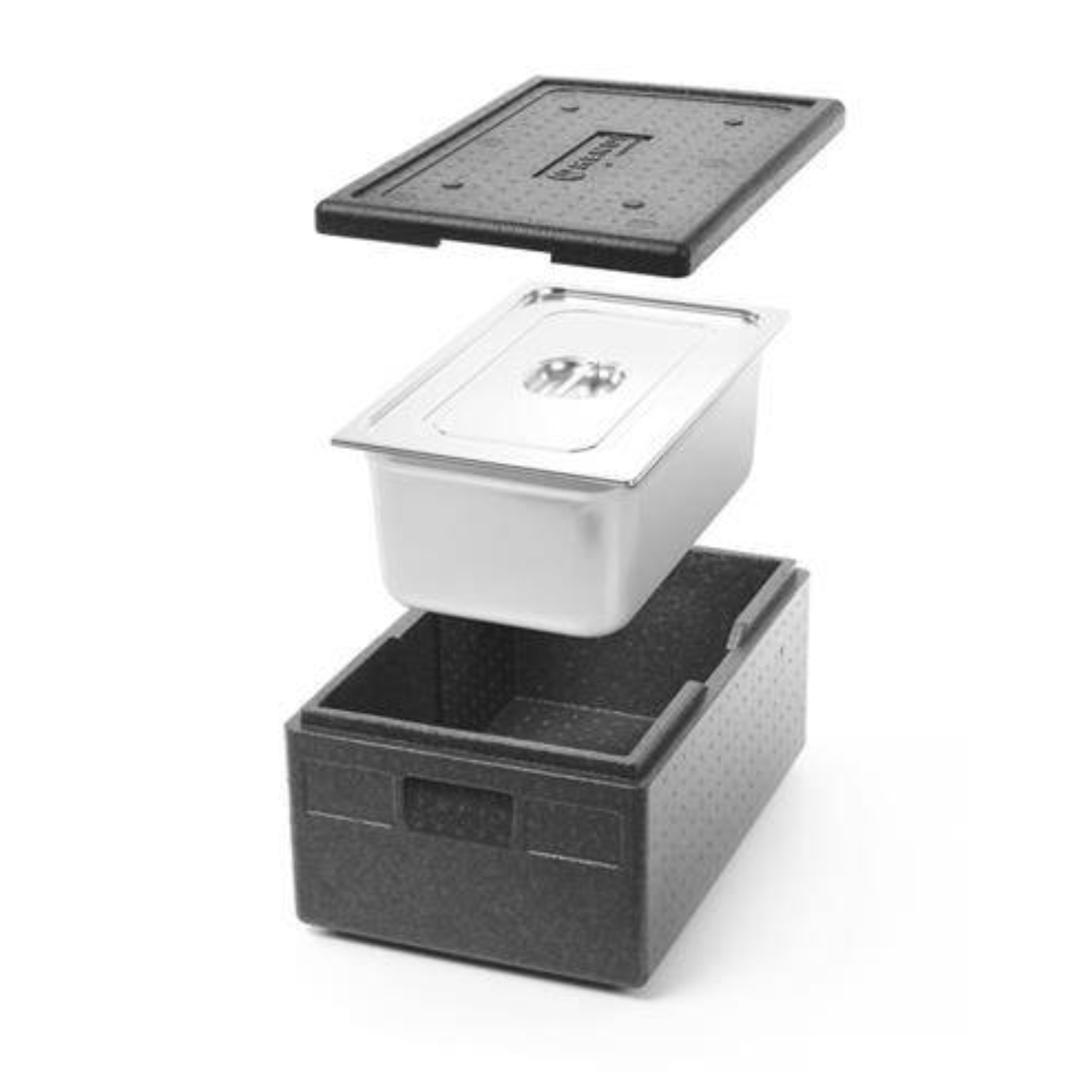 Pojemnik termoizolacyjny z piocelanu HENDI Kitchen Line GN 1/1 40L czarny 600x400x(H)283mm