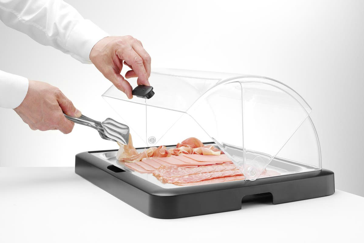 Pojedyncza witrynka chłodząca roll-top Duo, HENDI UNIQ, prostokątna, czarny 460x355x(H)220mm