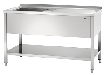 Stół ze zlewem 1-komorowy z ociekaczem i półką lewy 1400x700mm Bartscher