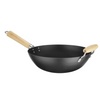Wok z drewnianym uchwytem ze stali węglowej 32cm, HENDI, 324x565mm