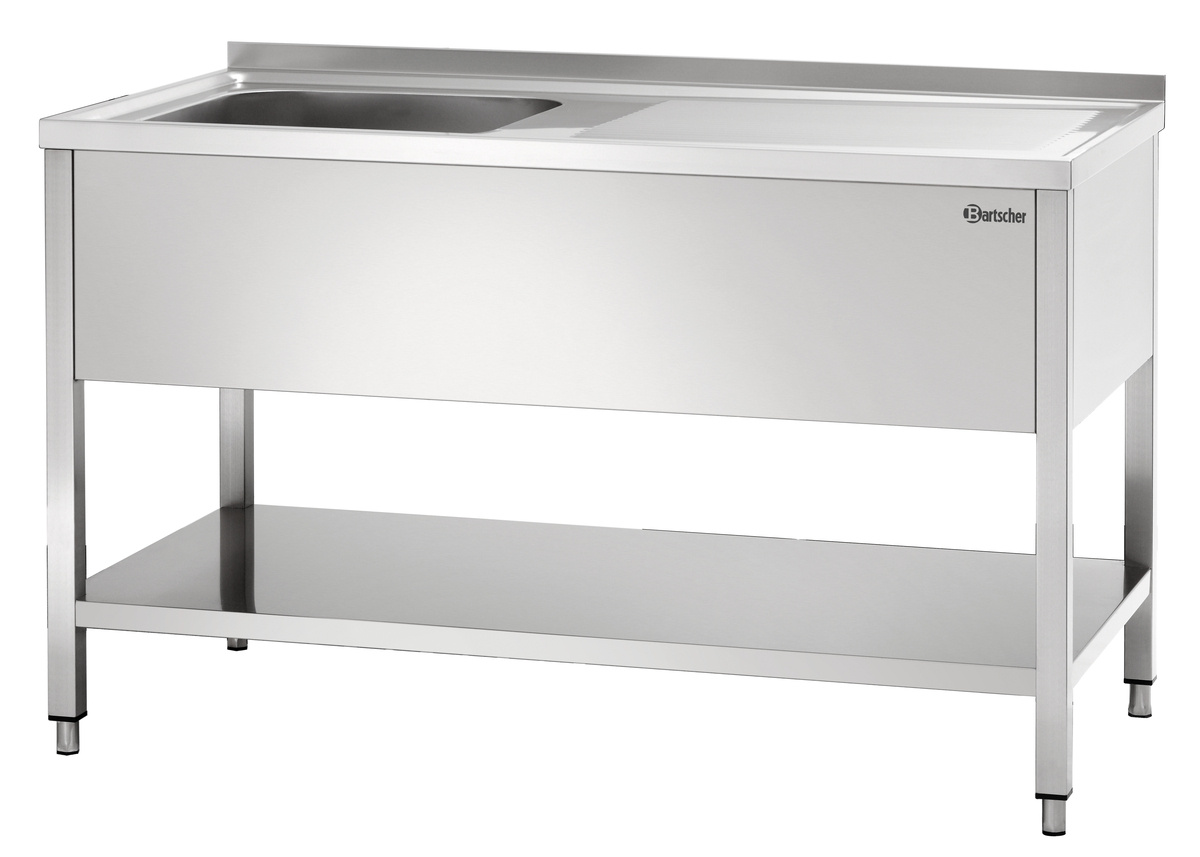 Stół ze zlewem 1-komorowy z ociekaczem i półką lewy 1400x700mm Bartscher