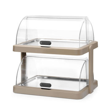 Podwójna witrynka chłodząca roll-top Duo, HENDI UNIQ, prostokątna, beżowy 480x355x(H)480mm