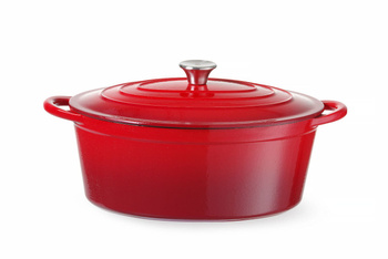 Garnek żeliwny emaliowany HENDI 6,88L czerwony 405x255x(H)134mm
