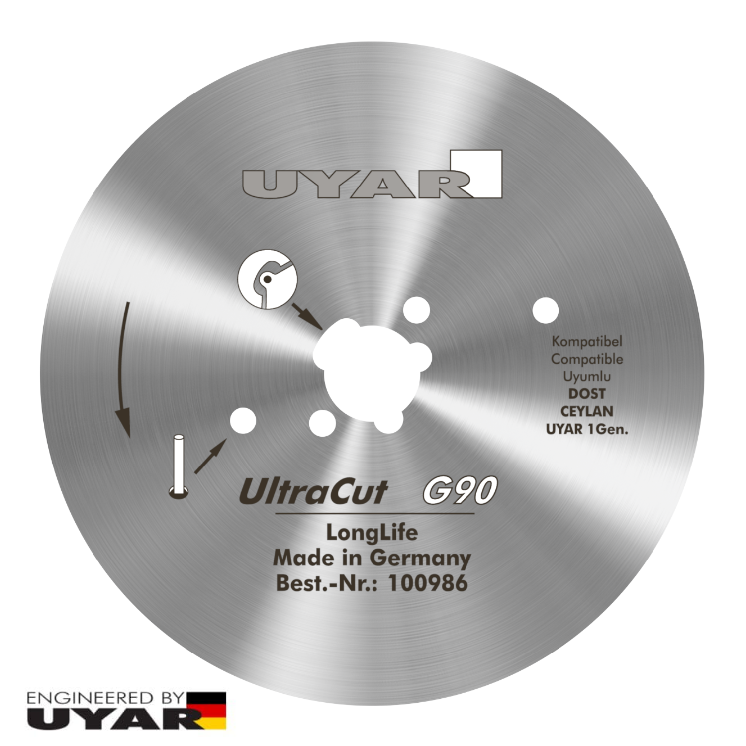 Ostrze gładkie 90mm, oryginalne, UYAR UltraCut G90 LongLife (2 gen.)