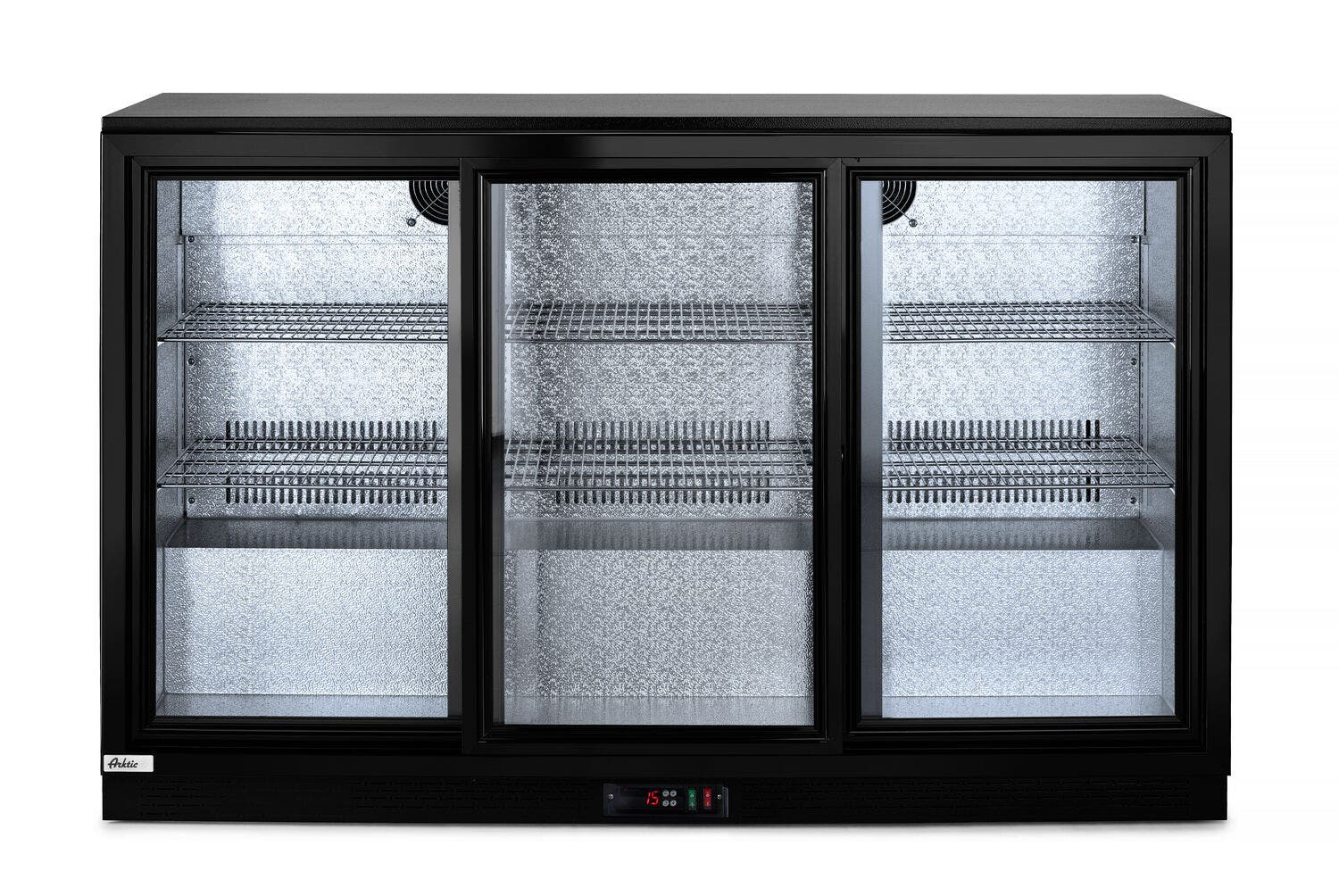Lodówka barowa z potrójnymi drzwiami suwanymi Arktic 308L czarny 220-240V/160W 1350x520x(H)865mm