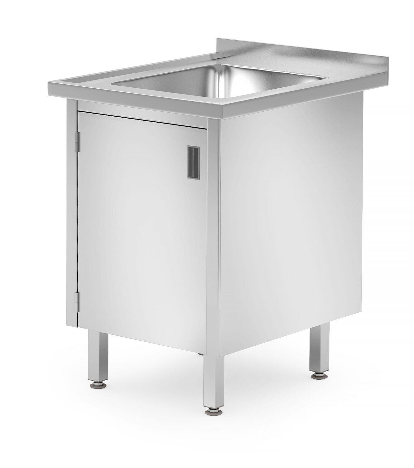 Stół ze zlewem szafka - spawany z drzwiami na zawiasach HENDI Profi Line 600x700x850 mm 600x700x(H)850mm