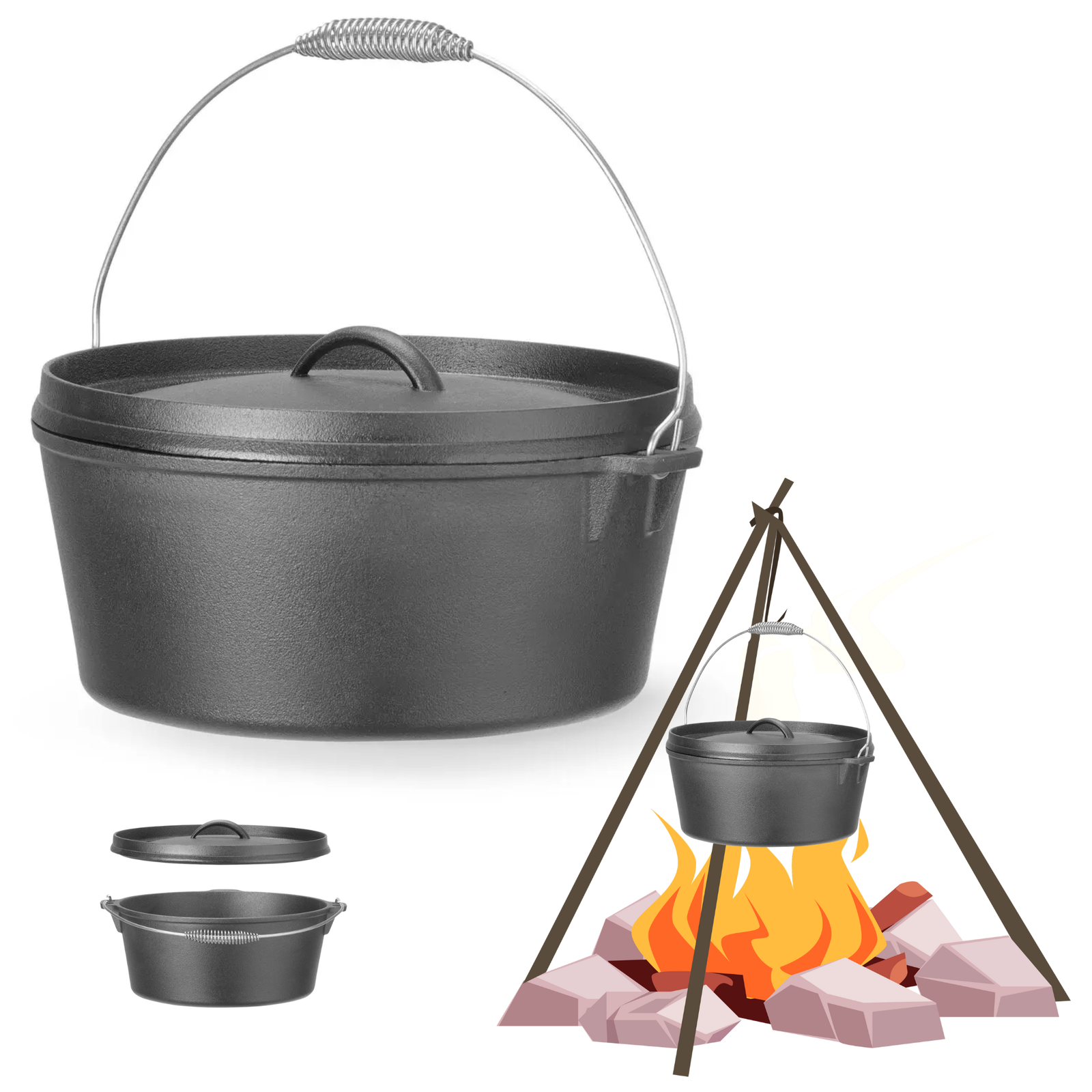 Kociołek żeliwny HENDI 7,2L czarny 310x(H)155mm