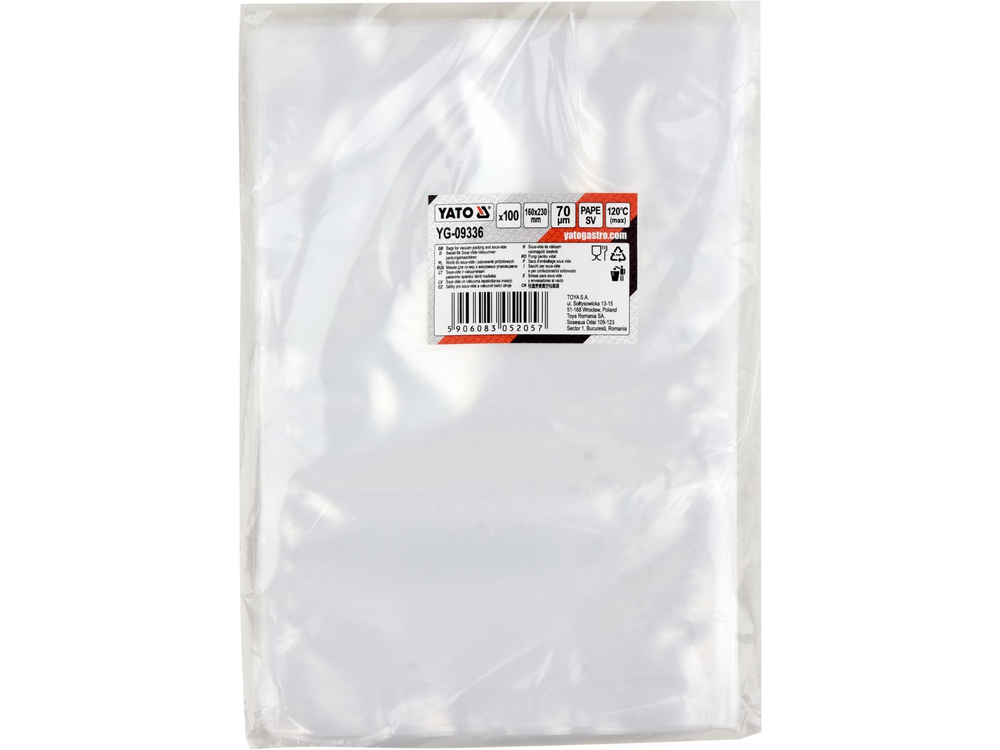 WORKI DO SOUS-VIDE I PAKOWAREK KOMOROWYCH 160X230 70UM PAPE SV, 100SZT YATO