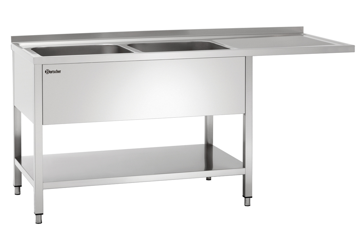 Stół ze zlewem 2-komorowy z ociekaczem lewy 1600x700mm Bartscher