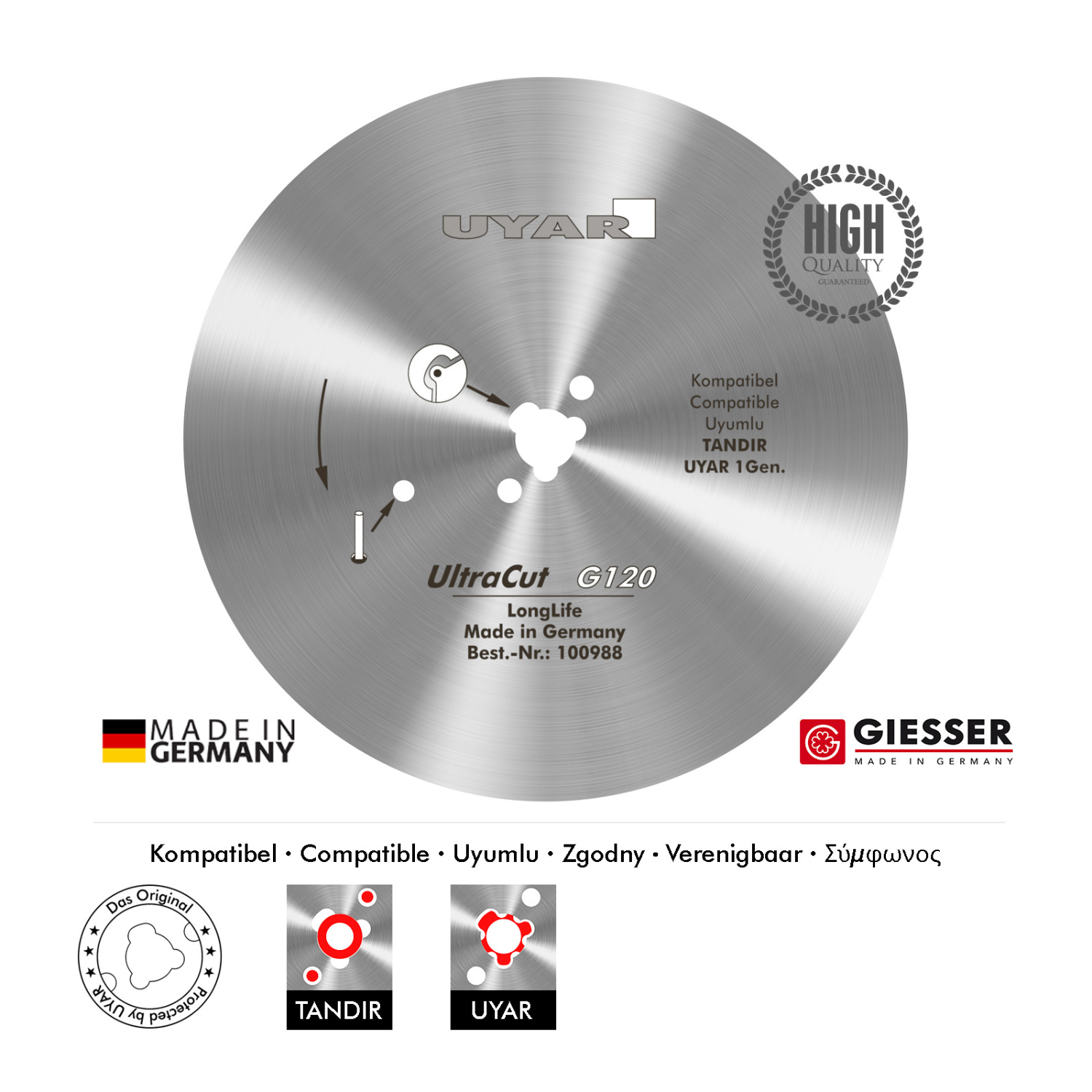 Ostrze gładkie 120mm, oryginalne, UYAR UltraCut G120 LongLife