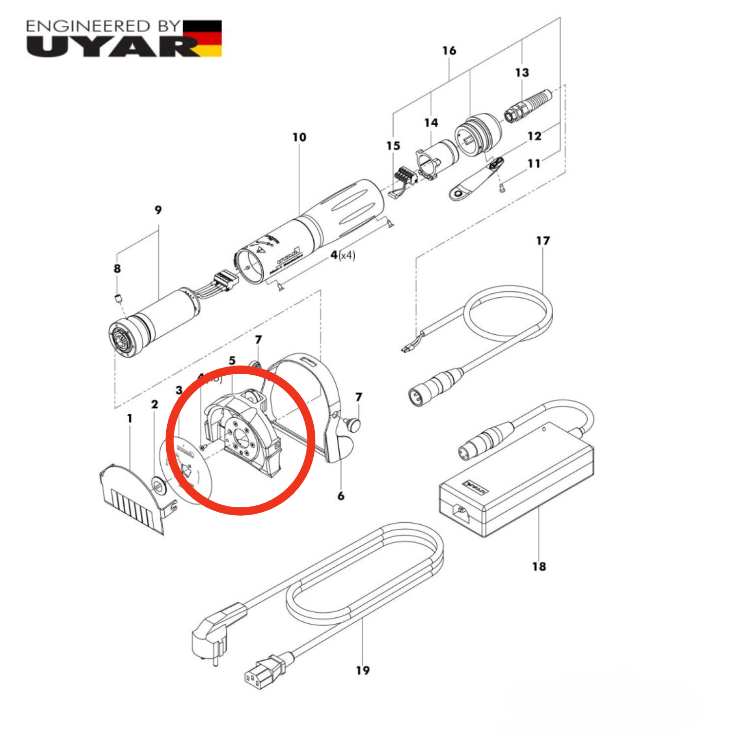 Głowica do noży kebab UYAR serii iCut-1/2 80mm
