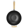 Wok z drewnianym uchwytem ze stali węglowej 32cm, HENDI, 324x565mm