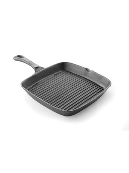 Patelnia żeliwna do grillowania, kwadratowa, 230x230x(H)25mm