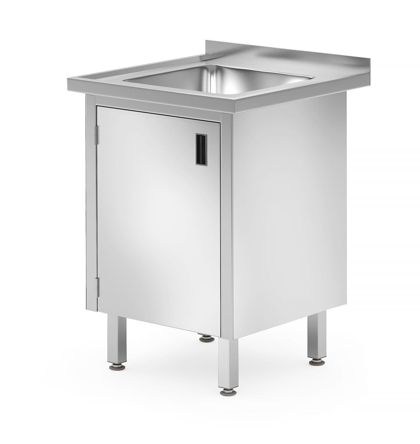 Stół ze zlewem szafka - spawany z drzwiami na zawiasach HENDI Profi Line 600x600x850 mm 600x600x(H)850mm