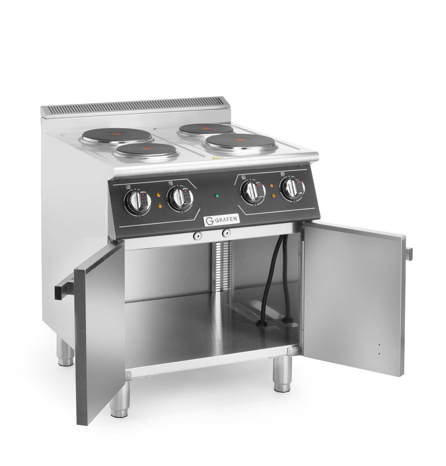 Kuchnia elektryczna gastronomiczna 4 pola okrągłe z szafką | GRAFEN | Linia PERFECTA GREC4C