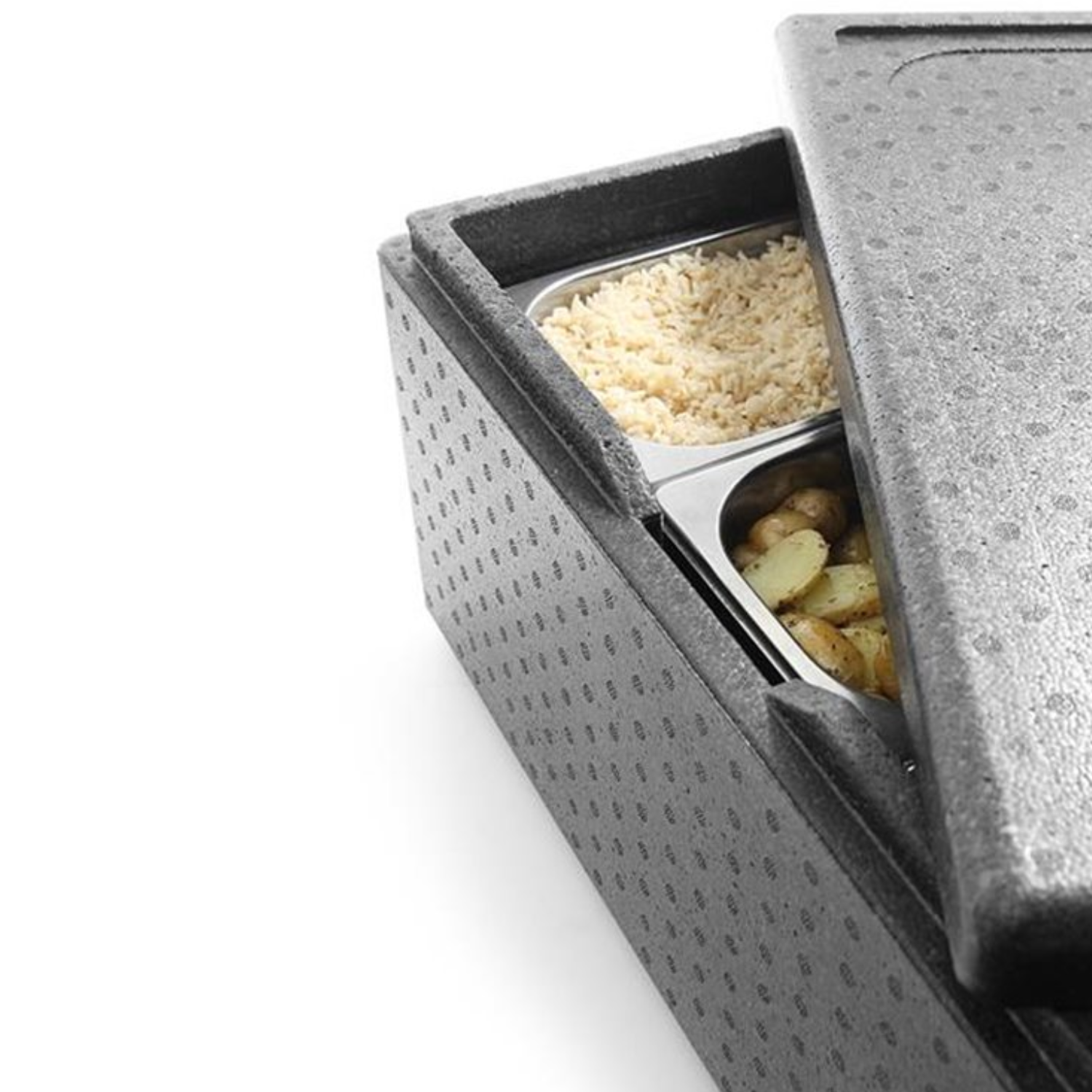 Pojemnik termoizolacyjny z piocelanu HENDI Kitchen Line GN 1/1 46L czarny 600x400x(H)320mm