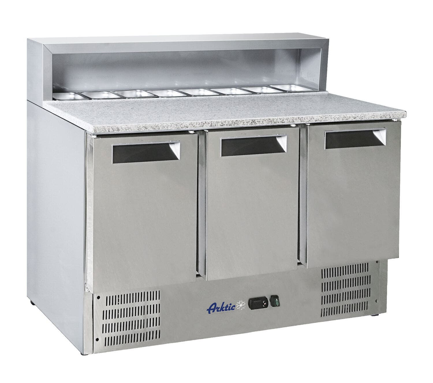 Stół chłodniczy 3-drzwiowy z nadstawą i blatem granitowym Arktic 1365x700x(H)1070mm