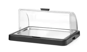 Pojedyncza witrynka chłodząca roll-top Duo, HENDI UNIQ, prostokątna, czarny 460x355x(H)220mm