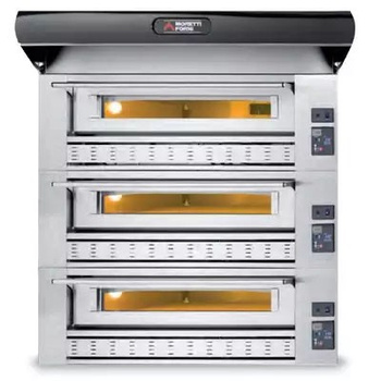 Piec 3-komorowy gazowy P110 z okapem i bazą 3x 1100x730 MORETTI FORNI MFP110GAPC3 - Seria P