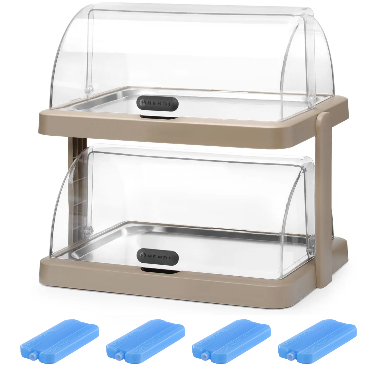 Podwójna witrynka chłodząca roll-top Duo, HENDI UNIQ, prostokątna, beżowy 480x355x(H)480mm