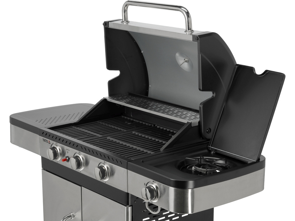 GRILL GAZOWY OGRODOWY 3+1, STAL NIERDZEWNA 11,2KW YATO