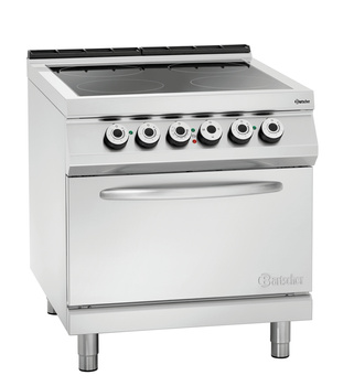 Kuchnia elektryczna 4-palnikowa ceramiczna z piekarnikiem 2/1GN Bartscher