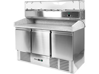 STÓŁ CHŁODNICZY 3-DRZWIOWY DO PIZZY Z NADSTAWKĄ I BLATEM GRANITOWYM YATO